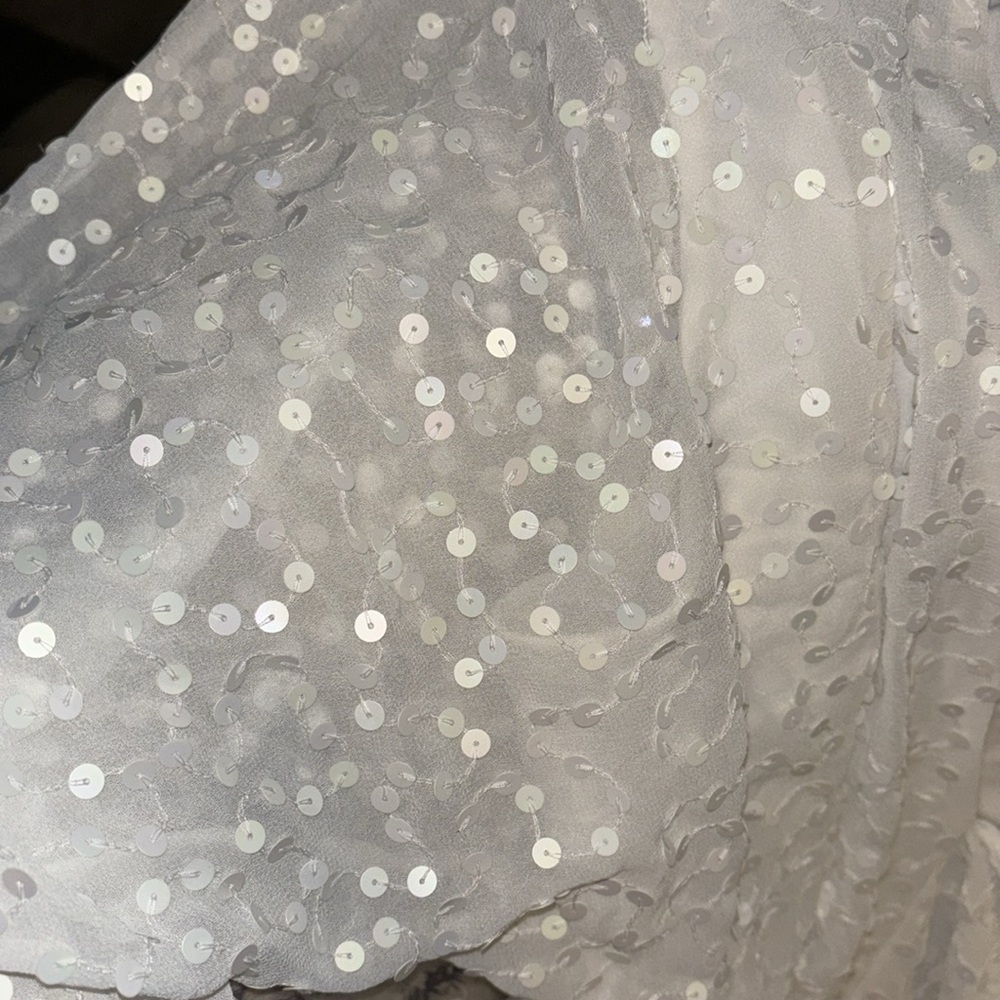 🆕(NWT) ASOS White Embellished Long Sleeve Wrap Mini Dress. Size US 12. - Picture 7 of 7